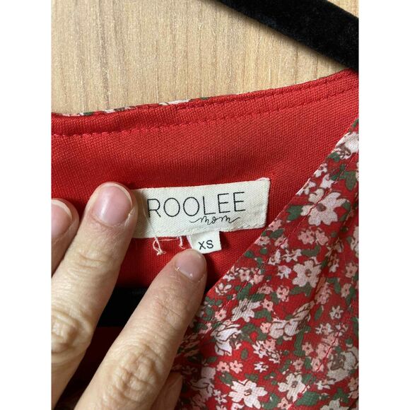Roolee Mom Nursing Dress Red Floral Hidden Zippers XS - Picture 7 of 7